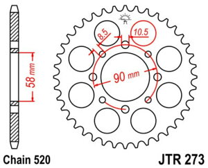 JT SPROCKETS JT�X�v���P�b�g �X�`�[�������A�X�v���P�b�g �X�^���_�[�h 273 - 520 CA125 S Rebel France�d�l CMX250 C-Y HONDA �z���_ �h���u���X�v���P�b�g�E���A�X�v���P�b�g �쓮�n