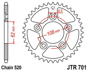 JT SPROCKETS JT�X�v���P�b�g Steel Standard Rear Sprocket 701 - 520 125 Mito Sports Euro 2 SP525 N1 Raptor 600 River CAGIVA �J�W�o �h���u���X�v���P�b�g�E���A�X�v���P�b�g �쓮�n
