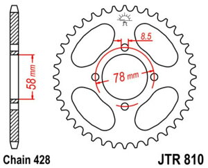 JT SPROCKETS JT�X�v���P�b�g �X�`�[�������A�X�v���P�b�g �X�^���_�[�h 810 - 428 125 V2 Chopper HMZ125 Cruise I GV125 C Aquila Classic RT125 Karion D Citytrail RX125 XRX125 Funduro SM RG80 HYOSUNG �q���[�X�� SUZUKI �X�Y�L ��