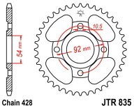JT SPROCKETS JTスプロケット スチール製リアスプロケット スタンダード 835 - 428 FZR80 RR RD125 LC2 Y…