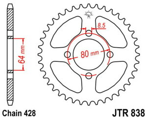 JT SPROCKETS JTスプロケット スチール製リアスプロケット スタンダード 838-428 DT100 YB125 YBA125 Enticer YBR125 YAMAHA ヤマハ ドリブンスプロケット・リアスプロケット 駆動系