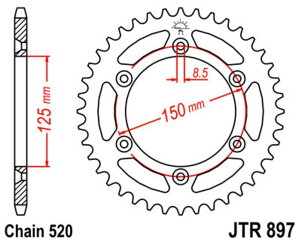 JT SPROCKETS JTXvPbg X`[AXvPbg X^_[h 897 - 520 FS570 Supermoto 125 EXC Enduro Europedl 250 EXC-F Six Days 625 SMC 660 620 Duke 640 LC4 II HUSABERG tTx KTM huXvPbg