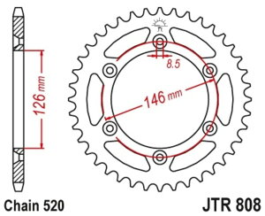 JT SPROCKETS JT�X�v���P�b�g �X�`�[�����Z���t�N���[�j���O�����A�X�v���P�b�g 808-520 DR 250 S DR-Z RM 125 RM-Z 450 RMX SUZUKI �X�Y�L �h���u���X�v���P�b�g�E���A�X�v���P�b�g �쓮�n