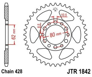 JT SPROCKETS JTXvPbg Steel Standard Rear Sprocket 1842 - 428 TW 125 XT YAMAHA }n huXvPbgEAXvPbg 쓮n