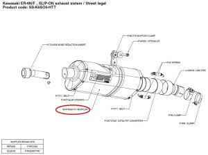 AKRAPOVIC AN|rb` yyAp[czM-HT00301T/1 muffler ER-6F ER-6N NINJA650 KAWASAKI JTL CEėpTCT[ }t[