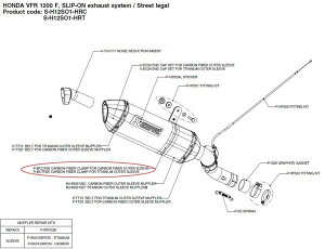 AKRAPOVIC AN|rb` yyAp[czP-MCTR25 carbon fiber clamp for titanium outer sleeve VFR1200F HONDA z_ }t[Xe[ }t[