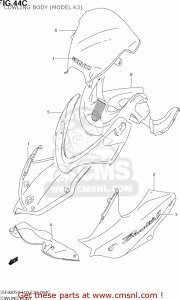 CMS �V�[�G���G�X COWLING ASSY�CSIDE�CR GSF600S BANDIT 2000 Y USA E03 2001 K1 2002 K2 2003 K3 SUZUKI �X�Y�L �A�b�p�[�J�E���E�t�����g�J�E�� �J�E���֘A �O��
