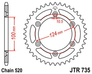 JT SPROCKETS JT�X�v���P�b�g Steel Standard Rear Sprocket 735 - 520 350 SS SUPERSPORT 400 600 MONSTER CITY DARK 620 S MULTISTRADA 695 696 ABS 750 IE 800 851 SP2 SP3 888 SP4 900 MH EVOLUZIONE CROMO SL SUPERLIGHT FE 907 DUCATI �h�D�J�e�B �쓮�n