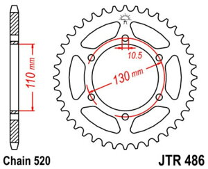 JT SPROCKETS JT�X�v���P�b�g Steel Standard Rear Sprocket 486 - 520 ELIMINATOR 250 ER-5 GPX R GPZ 500 S SPECIAL EDITION NINJA 300 ABS 400 KRT Z ZR 550 ZEPHYR ZZR KAWASAKI �J���T�L �h���u���X�v���P�b�g�E���A�X�v���P�b�g �쓮�n