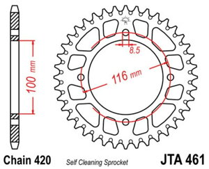 JT SPROCKETS JT�X�v���P�b�g Aluminium Ultra-Light Self-Cleaning Rear Sprocket 461 - 420 KX 100 80 BIG WHEELS 19/16 STD 17/14 85 KAWASAKI �J���T�L �h���u���X�v���P�b�g�E���A�X�v���P�b�g �쓮�n