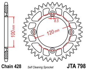JT SPROCKETS JT�X�v���P�b�g Aluminium Ultra-Light Self-Cleaning Rear Sprocket 798 - 428 YZ 80 LW BIG WHEELS 19/16 85 RM 21/18 STD 17/14 YAMAHA ���}�n SUZUKI �X�Y�L �h���u���X�v���P�b�g�E���A�X�v���P�b�g �쓮�n