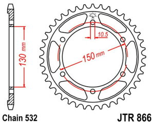 JT SPROCKETS JT�X�v���P�b�g Steel Standard Rear Sprocket 866 - 532 MT-03 660 XJ 600 S DIVERSION XT R X Z TENERE ABS XTZ 750 SUPERTENERE YAMAHA ���}�n �h���u���X�v���P�b�g�E���A�X�v���P�b�g �쓮�n