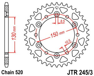 JT SPROCKETS JT�X�v���P�b�g �X�`�[�������A�X�v���P�b�g �X�^���_�[�h 245/3 - 520 FMX 650 FUNMOTO HONDA �z���_ �h���u���X�v���P�b�g�E���A�X�v���P�b�g �쓮�n