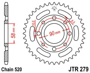 JT SPROCKETS JT�X�v���P�b�g �X�`�[�������A�X�v���P�b�g �X�^���_�[�h 279-520 NSR125 F France�d�l CB175 K6 CB200 T USA�d�l CBX250 H HONDA �z���_ �h���u���X�v���P�b�g�E���A�X�v���P�b�g �쓮�n