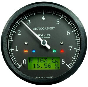 Motogadget ���g�K�W�F�b�g Chronoclassic 8 (Green Lcd) Black | 2004048 ���@�\�^�R�E�X�s�[�h�f�W�^�����[�^�[ ���[�^�[�E�C���W�P�[�^�[�֌W �d���n
