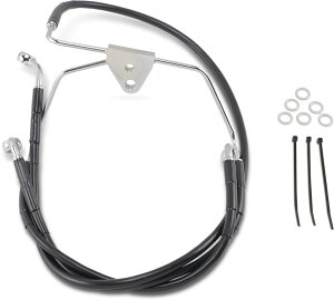 Drag Specialties �h���b�O�X�y�V�����e�B�[�Y Extended Length Black Vinyl �t�����g�u���[�L�z�[�X�L�b�g�m1741-2518�n Electra Glide Ultra Classic FLHTCU EFI FLHTCUI FLHTC Standard FLHTI FLHTCI Street FLHX FLHT HARLEY-DAVIDSON �n