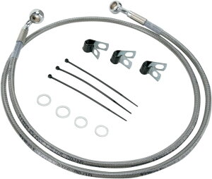 Drag Specialties �h���b�O�X�y�V�����e�B�[�Y Extended Length Stainless Steel �t�����g�u���[�L�z�[�X�L�b�g�m1741-2650�n Softail Fat Boy EFI FLSTFI Heritage FLSTI Classic FLSTC FLSTCI FLST FLSTF HARLEY-DAVIDSON �n�[���[�_�r
