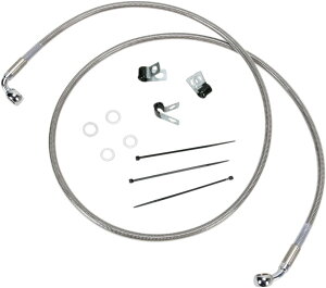Drag Specialties �h���b�O�X�y�V�����e�B�[�Y Extended Length Stainless Steel �t�����g�u���[�L�z�[�X�L�b�g�m1741-2651�n Softail Fat Boy EFI FLSTFI Heritage FLSTI Classic FLSTC FLSTCI FLST FLSTF HARLEY-DAVIDSON �n�[���[�_�r
