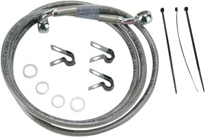 Drag Specialties �h���b�O�X�y�V�����e�B�[�Y Extended Length Stainless Steel �t�����g�u���[�L�z�[�X�L�b�g�m1741-2653�n Softail Fat Boy EFI FLSTFI Heritage FLSTI Classic FLSTC FLSTCI FLST FLSTF HARLEY-DAVIDSON �n�[���[�_�r
