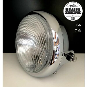 GAGIO MOTOR PARTS �K�W�I���[�^�[�p�[�c Head Lamp Round Shape VICTOR Size 7 Inch Silver. �w�b�h���C�g ���Η� �d���n