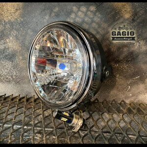 GAGIO MOTOR PARTS �K�W�I���[�^�[�p�[�c VICTOR round headlight�C size 8 inches�C clear lens�C plus LED bulbs. �w�b�h���C�g ���Η� �d���n