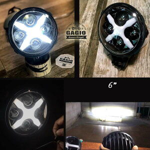GAGIO MOTOR PARTS �K�W�I���[�^�[�p�[�c LED Projector headlamp�C size 6 inches�C glass ball�C position light�C X shape�C mounting point under the lamp �w�b�h���C�g ���Η� �d���n