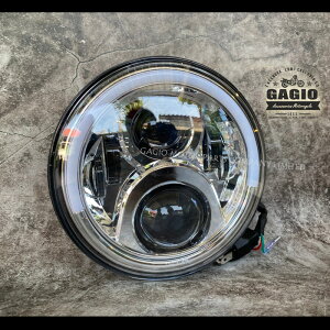 GAGIO MOTOR PARTS �K�W�I���[�^�[�p�[�c LED Projector headlights�C size 7 inches�C silver face�C lower light �w�b�h���C�g ���Η� �d���n