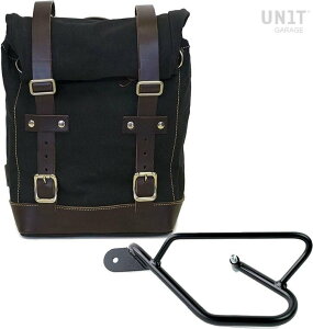 UNIT GARAGE ���j�b�g�K���[�W Unit Garage Side Pannier Canvas + Left Subframe Guzzi V9 Bobber�C Black/Brown | U001+2250SX-Black-Brown �T�C�h�o�b�O �ԑ̗p�o�b�O�E�P�[�X