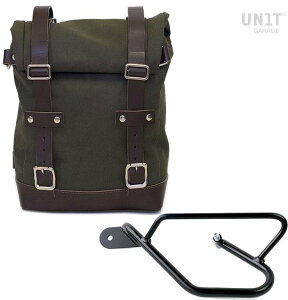 UNIT GARAGE ���j�b�g�K���[�W Unit Garage Side Pannier Canvas + Left Subframe Guzzi V9 Bobber�C Green/Brown | U001+2250SX-Green-Brown �T�C�h�o�b�O �ԑ̗p�o�b�O�E�P�[�X