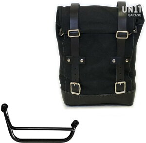 UNIT GARAGE ���j�b�g�K���[�W Unit Garage Side Pannier Canvas + Right Subframe Guzzi V85 TT�C Black/Black | U001+2251DX-Black-Black �T�C�h�o�b�O �ԑ̗p�o�b�O�E�P�[�X