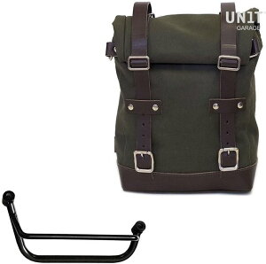 UNIT GARAGE ���j�b�g�K���[�W Unit Garage Side Pannier Canvas + Right Subframe Guzzi V85 TT�C Green/Brown | U001+2251DX-Green-Brown �T�C�h�o�b�O �ԑ̗p�o�b�O�E�P�[�X