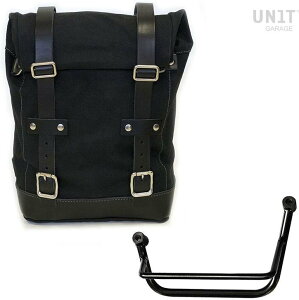 UNIT GARAGE ���j�b�g�K���[�W Unit Garage Side Pannier Canvas + Left Subframe Guzzi V85 TT�C Black/Black | U001+2251SX-Black-Black �T�C�h�o�b�O �ԑ̗p�o�b�O�E�P�[�X