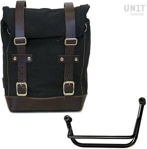 UNIT GARAGE ���j�b�g�K���[�W Unit Garage Side Pannier Canvas + Left Subframe Guzzi V85 TT�C Black/Brown | U001+2251SX-Black-Brown �T�C�h�o�b�O �ԑ̗p�o�b�O�E�P�[�X