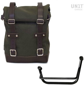 UNIT GARAGE ���j�b�g�K���[�W Unit Garage Side Pannier Canvas + Left Subframe Guzzi V85 TT�C Green/Brown | U001+2251SX-Green-Brown �T�C�h�o�b�O �ԑ̗p�o�b�O�E�P�[�X