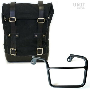 UNIT GARAGE ���j�b�g�K���[�W Unit Garage Side Pannier Canvas + Left Subframe Mash�C Black/Black | U001+2600SX-Black-Black �T�C�h�o�b�O �ԑ̗p�o�b�O�E�P�[�X