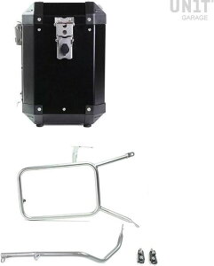 UNIT GARAGE ���j�b�g�K���[�W Unit Garage Aluminium Pannier Atlas 47L with Right Inox Subframe NineT-Series�C Black Panniers + Silver Frames | AL2_BL+1687-Black-Panniers+Silver-Frames �p�j�A�P�[�X �ԑ̗p�o�b�O�E�P�[�X