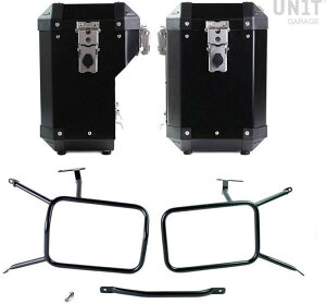 UNIT GARAGE ���j�b�g�K���[�W Unit Garage Pair of aluminium Panniers Atlas 47L+41L with Inox Subframe NineT-Series�C Black + Frames | AL2C_BL+1641-Black-Panniers+Black-Frames �p�j�A�P�[�X �ԑ̗p�o�b�O�E�P�[�X