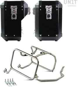 UNIT GARAGE ���j�b�g�K���[�W Unit Garage Pair of aluminium Panniers Atlas 47L+41L with HUSQVARNA frame�C Black | AL2C_BL+3005-Black �p�j�A�P�[�X �ԑ̗p�o�b�O�E�P�[�X