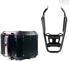 UNIT GARAGE ���j�b�g�K���[�W Unit Garage Atlas 36L Aluminum Top Case + Rear luggage rack with passenger grip�C Black | AL4_BL+3104-Black �g�b�v�P�[�X�E�e�[���{�b�N�X �ԑ̗p�o�b�O�E�P�[�X