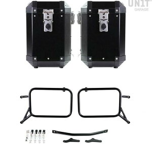 UNIT GARAGE ���j�b�g�K���[�W Unit Garage Pair of aluminium Panniers Atlas 47L+41L with Subframes R & GS�C Black + Frames | 2xAL2_BL+1528-Black-Panniers+Black-Frames �p�j�A�P�[�X �ԑ̗p�o�b�O�E�P�[�X