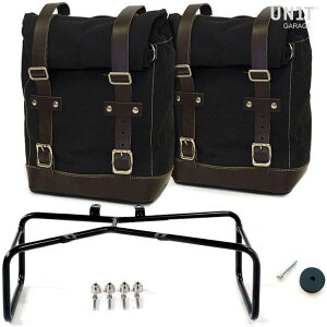UNIT GARAGE ���j�b�g�K���[�W Unit Garage Two Side Panniers Canvas + Double Subframe NineT�C Black/Brown | 2xU001+1626+A2_Black-Brown �T�C�h�o�b�O �ԑ̗p�o�b�O�E�P�[�X