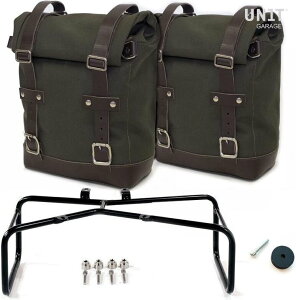 UNIT GARAGE ���j�b�g�K���[�W Unit Garage Two Side Panniers Canvas + Double Subframe NineT�C Green/Brown | 2xU001+1626+A2_Green-Brown �T�C�h�o�b�O �ԑ̗p�o�b�O�E�P�[�X