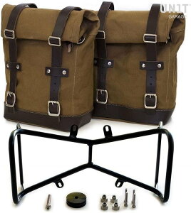 UNIT GARAGE ���j�b�g�K���[�W Unit Garage Two Side Panniers Canvas + Symmetrical Double Subframe NineT�C Beige/Brown | 2xU001+1632+A2_Beige-Brown �T�C�h�o�b�O �ԑ̗p�o�b�O�E�P�[�X