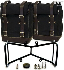 UNIT GARAGE ���j�b�g�K���[�W Unit Garage Two Side Panniers Canvas + Symmetrical Double Subframe NineT�C Black/Brown | 2xU001+1632+A2_Black-Brown �T�C�h�o�b�O �ԑ̗p�o�b�O�E�P�[�X
