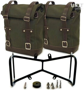 UNIT GARAGE ���j�b�g�K���[�W Unit Garage Two Side Panniers Canvas + Symmetrical Double Subframe NineT�C Green/Brown | 2xU001+1632+A2_Green-Brown �T�C�h�o�b�O �ԑ̗p�o�b�O�E�P�[�X