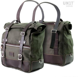 UNIT GARAGE ���j�b�g�K���[�W Unit Garage Two universal side bags in Canvas�C Green/Brown | 2xU003_Green-Brown �T�C�h�o�b�O �ԑ̗p�o�b�O�E�P�[�X