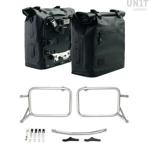 UNIT GARAGE ���j�b�g�K���[�W Unit Garage Two Khali side panniers in TPU 35L - 45L + Pair of aluminium plates with Inox Subframe R & GS�C Black Panniers Silver Frames | 2xUG002+2xAL0+1528-Black-Panniers+Silver-Frames �T�C�h�o�b�O �ԑ̗p�o
