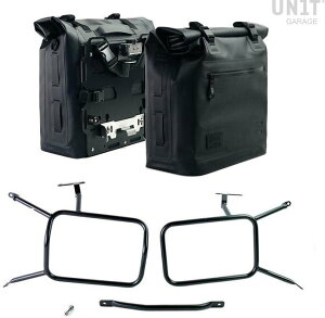 UNIT GARAGE ���j�b�g�K���[�W Unit Garage Two Khali side panniers in TPU 35L - 45L + Pair of aluminium plates with Inox Subframe NineT-Series�C Black Panniers Frames | 2xUG002+AL0C+1641-Black-Panniers+Black-Frames �T�C�h�o�b�O �ԑ̗p�o�b