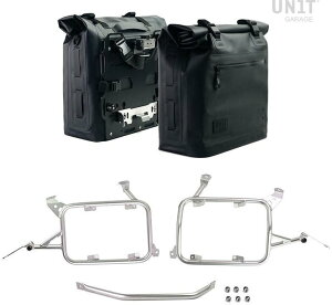 UNIT GARAGE ���j�b�g�K���[�W Unit Garage Two Khali side panniers in TPU 35L - 45L + Pair of aluminium plates with Inox Subframe R1200GS LC R1250GS & ADV�C Black Panniers Silver Frames | 2xUG002+AL0C+1927-Black-Panniers+Silver-Frames �T�C�h�o
