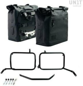 UNIT GARAGE ���j�b�g�K���[�W Unit Garage Two Khali side panniers in TPU 35L - 45L + Pair of aluminium plates with Inox Subframe Moto Guzzi V85TT | 2xUG002+AL0C+2252_BL �T�C�h�o�b�O �ԑ̗p�o�b�O�E�P�[�X